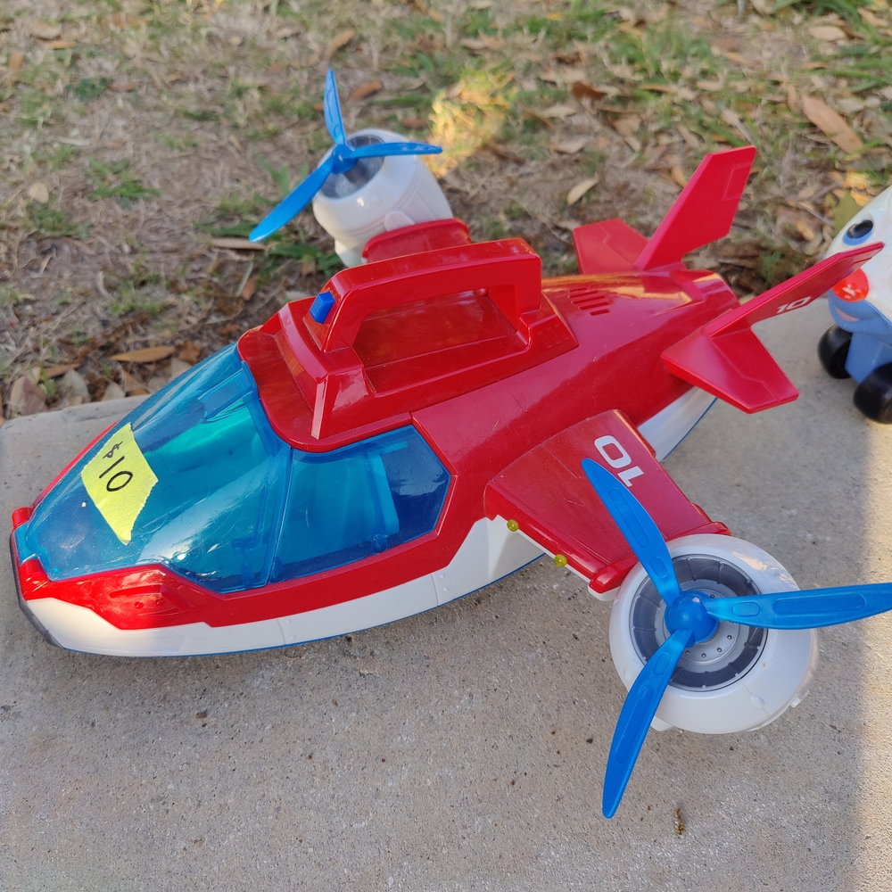 Red and Blue Toy Helicopter